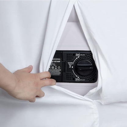Bedecor Fitted Sheet for Air Mattress Inflate Without Disassembly Convenient & Firm Deep up to 21" White -Queen
