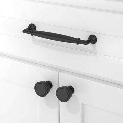 10 Pack Matte Black Cabinet Knobs Single Hole Cabinet Pulls Round Kitchen Cabinet Knobs