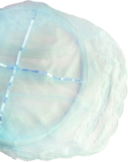 BCBYou Princess Bed Canopy Netting Mosquito Net Round Lace Dome for Twin Full and Queen Size Beds Crib with Jumbo Swag Hook (Light Blue)