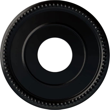 Ekena Millwork CM12BRBLF 12-1/2" x 3-7/8" x 3/4" Bradford Ceiling Medallion, Jet Black