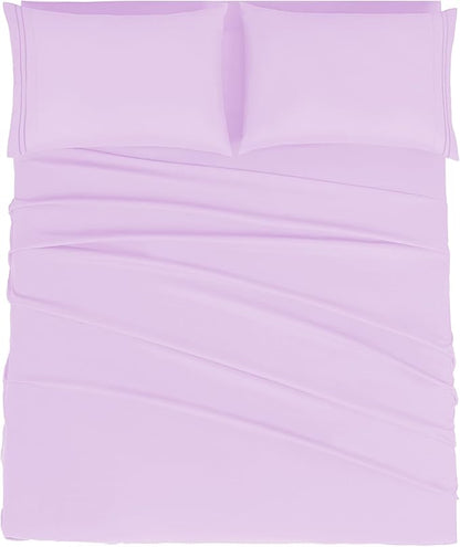 Mejoroom Bed Sheets Set, Extra Soft Luxury Full Sheets with 16 Inch Deep Pocket,Premium Bedding Collection - Breathable Wrinkle Fade Stain Resistant - 4 Piece (Full, Lavender)