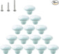 HUAMULAN 15PCS Glossy Ceramic Knobs Button Round Mushroom Cabinet Dresser Vintage Pulls Door Handles Cupboard Wardrobe Drawer, Dia. 1.5 inch 38mm