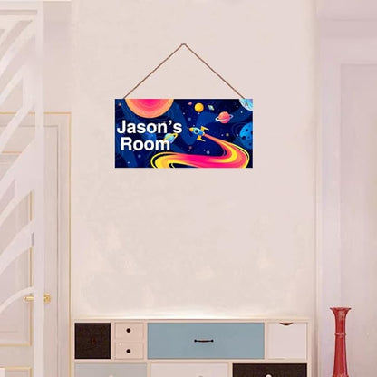Personalized Rocket Signs Wall Art Decoration Exquisite Decorative Sign For Little Man Cave Custom Name for Kids Room Nursery Door Wall Decor Outer Space Universe Decor For Boys Room