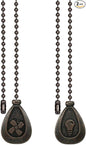 Vinaco Bronze Ceiling Fan Pull Chain Set, Decorative Fan Pull Chain Extension with Pendant, 12 Inches Pull-Chains for Fans and Light with 3MM Ball Bead Chain, 2 Pack Fan Light Pull-Chain Extension