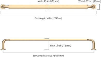 Asidrama 10 Pack 10 Inch(254mm) Brushed Brass Kitchen Cabinet Handles, Cabinet Pulls Kitchen Cabinet Hardware for Cupboard Drawer Pulls
