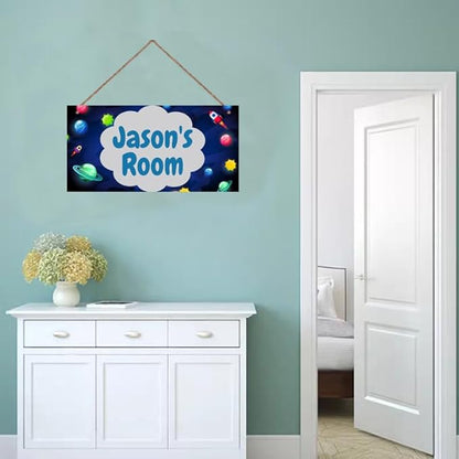 SLWEJQHA Personalized Outer Space Room Decor Art Rocket Pictures,Space Art for Kids Room,Boys Bedroom Decor,Nursery Decor Stars themed For Little Man Cave
