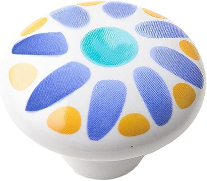 HUAMULAN 15PCS Glossy Ceramic Knobs Button Round Mushroom Cabinet Dresser Vintage Pulls Door Handles Cupboard Wardrobe Drawer, Dia. 1.5 inch 38mm
