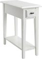 Haven Ridge Narrow End Table, Solid Wood Side Table with Drawer and Shelf, Farmhouse White, Perfect for Living Rooms, Bedrooms, and Small Spaces – Leick Home, 214361