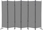 RANTILA 6 Panel Room Divider, 6 FT Folding Privacy Screen with Wide Feet, Freestanding Partition for Room Separation, Portable Room Divider Panel, 133" W x 71" H, Grey