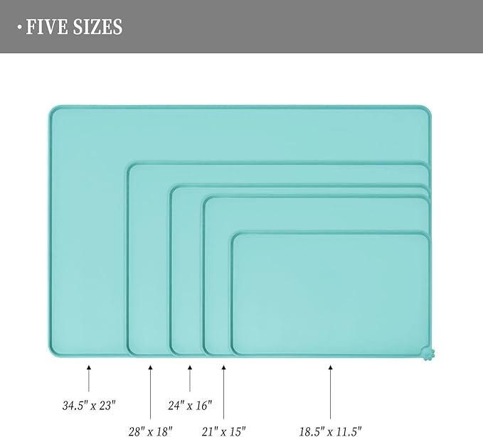 Waterproof Pet Feeding Mat with High Raised Edges, Heavier and Thicker Placemats for Cat Dog Water Bowl with BPA Free, Dogs Cats Food Mats for Messy Drinkers to Prevent Spill and Protect Floors-Mewly Pet