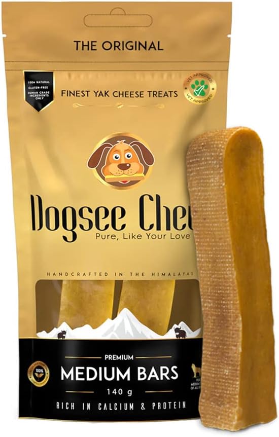 Dogsee Original Himalayan Yak Chews for Dogs (Medium - 2 Bars) | 100% Natural | Dog Treats Healthy | No Grain, No Gluten | for Teeth Cleaning-Mewly Pet
