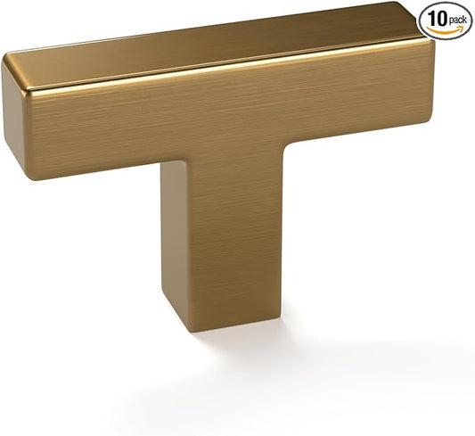goldenwarm 10 Pack Cabinet Handles Champagne Bronze Cabinet Knobs Champagne Drawer Knobs Bronze Drawer Pulls Kitchen Dresser Hardware T Bar Square Hardware for Bedroom Kitchen Dresser