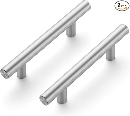 JOY DECOR 2 Pack 5 Inch Cabinet Pulls Kitchen Cabinet Handles with 3 Inch Hole Center Brushed Nickel Cabinet Hardware Stainless Steel Kitchen Drawer Pulls for Cabinets Cupboard, 76mm Hole Centers