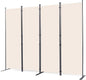 Room Divider, 4 Panel Folding Privacy Screens with Wider Support Feet, 6 Ft Portable Room Partition for Room Separator, 88" W X 71" H, Beige