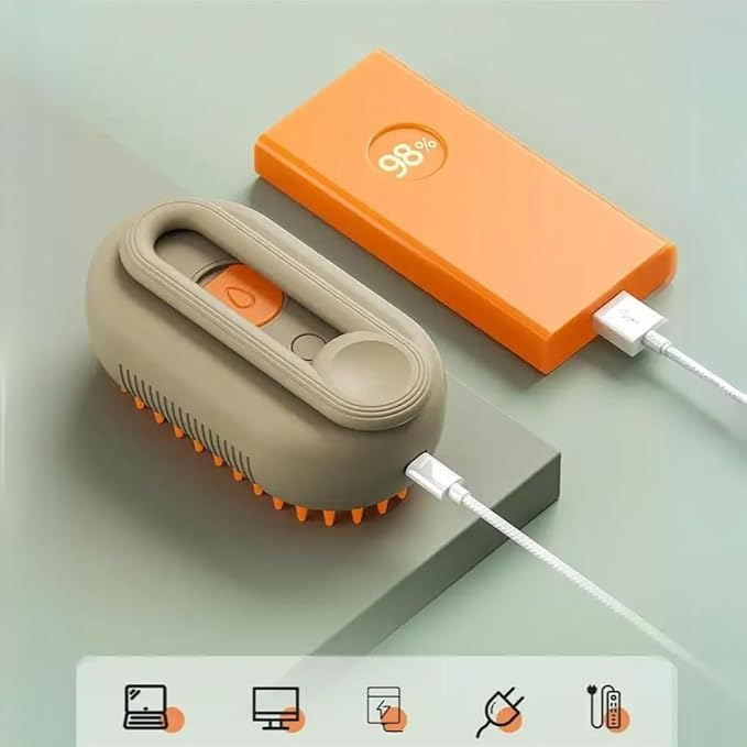 4-in-1 Cat Grooming Brush – Water Spray & Self-Cleaning Shedding Brush for Cats & Dogs – Pet Hair Removal & Massage Comb for Long & Short Hair (beige).-Mewly Pet