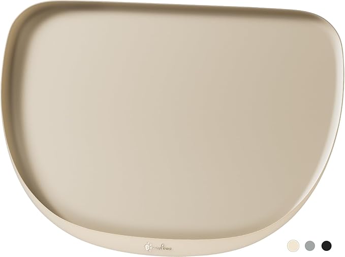 DownyPaws Dog Food Mats for Floors Waterproof, BPA Free Silcone Dog Bowl Mat, Non-Slip Pet Feeding Mat with High Raised Edge, Cat Placemat for Messy Drinkers, 18"×12.5", Almond-Mewly Pet