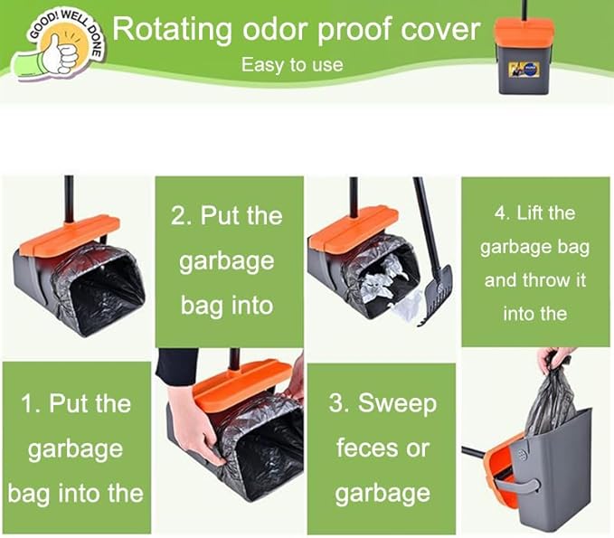 Dog Pooper Scooper with Rotating Bucket & Rake – 46” Adjustable Long Handle Includes 85 Waste Bags – Heavy Duty Poop Scooper for Large Medium & Small Dogs – Yard Lawn Gravel & Dirt Cleanup-Mewly Pet