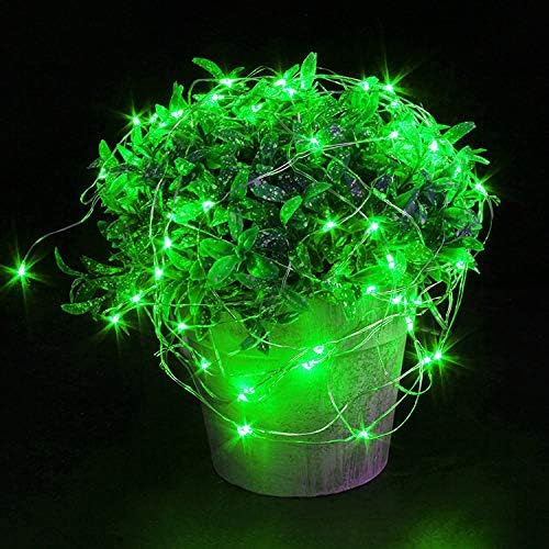 YKB 6 Pack Green LED Starry String Lights with 20 Mini LEDs on 6.6FT/2M Copper Wire, Fairy Lights Powered by 2xCR2032(Incl) Batteries, for Wedding Table Holiday Halloween Christmas Decorations