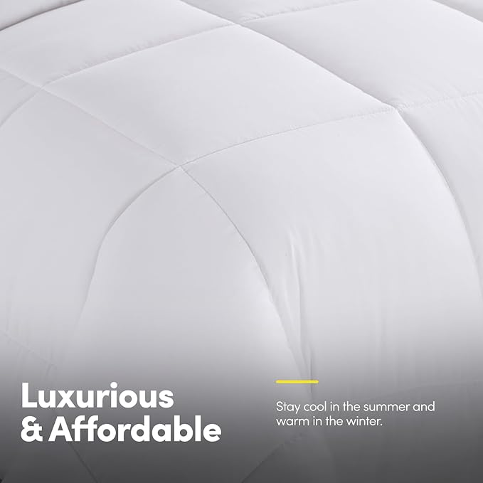 King Size Comforter Set with Sheets - 7-Piece Bedding Collection - 1 Comforter, 1 Fitted Sheet, 1 Flat, 4 Pillowcases - Deep Pocket - Soft & Breathable Premium Quality - Ideal for All Seasons, White