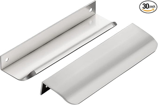 Ravinte Hardware 30 Pack Silver Cabinet Handles, 5.9 Inch (150mm) Finger Edge Pulls, 5 Inch Hole Center, Finger Pulls for Cabinets