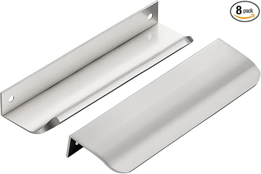 Ravinte Hardware 8 Pack Silver Cabinet Handles, 5.9 Inch (150mm) Finger Edge Pulls, 5 Inch Hole Center, Finger Pulls for Cabinets