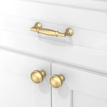 10 Pack Brushed Gold Cabinet Pulls 3 Inch(76mm) Kitchen Cabinet Handles Solid Zinc Alloy Cabinet Hardware Drawer Pulls