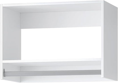 ROOMTEC 25.5" Tall Hanging Closet Unit, Modular Closet System with Hanging Rod, Wardrobe Organizer for Bedroom or Walk-in Closet, Wall Mounted, Customizable Clothes Storage Unit, White