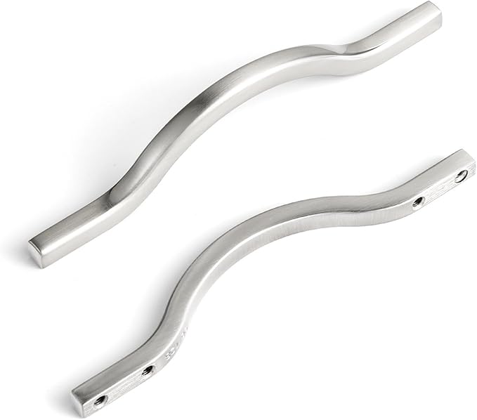 Goo-Ki Low Profile Satin Nickel Cabinet Pulls, Double Hole Centers (3.8''/5'') Zinc Alloy Handle for Drawer Cupboard Wardrobe,6 Packed…