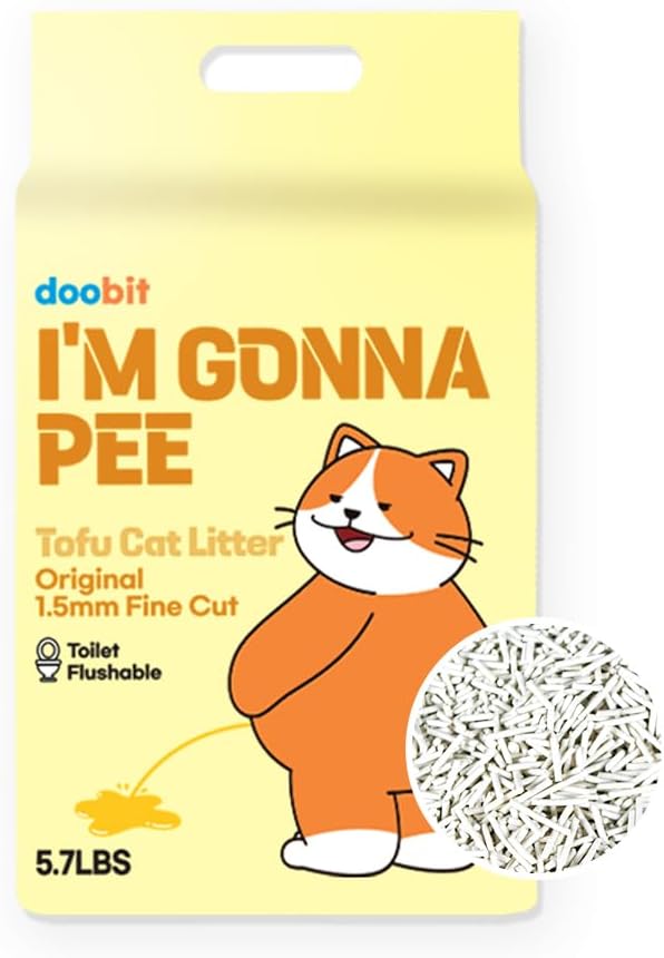 Tofu Cat Litter 100%, I'm Gonna Pee, Strong Clumping, Toilet Flushable, Less Dust, Less Tracking by Pallet Type, All Natural Ingredients, Biodegradable, Safe for Environment(5.7lb x 1pack)-Mewly Pet