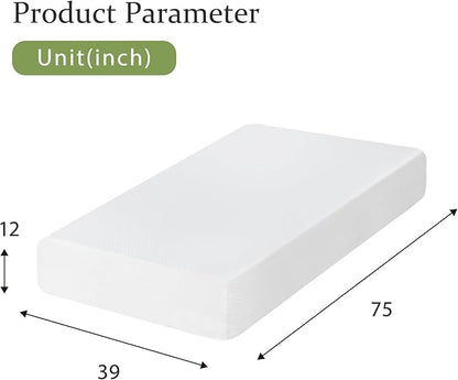 BestMassage | 12 Inch Twin Mattress | Gel Memory Foam | Medium Firm Feel | White | Bed in a Box, CertiPUR-US Certified | Pressure Relief, Cooling Ventilated Foam | Breathable Knit Cover