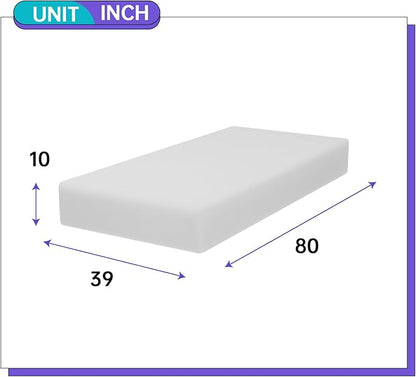 PayLessHere 10 Inch Twin XL Gel Memory Foam Mattress Fiberglass Free/CertiPUR-US Certified/Bed-in-a-Box/Cool Sleep & Comfy Support（Twin Extra Large）
