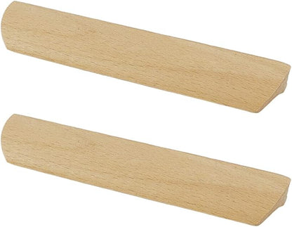 2Pcs Unfinished Wood Solid Furniture Pulls Handles,Unfinished Unpainted Paintable Wooden Handles Cupboard Closet Drawer Handle Pull,Length 6.1",Hole Dis.5.04"