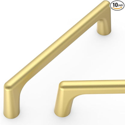Amerdeco 10 Pack Brushed Gold Cabinet Pulls 3.75 Inch(96MM) Hole Centers Kitchen Cabinet Handles Hardware Kitchen Handles for Drawer Pulls ZH0041