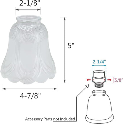 Aspen Creative 23059-4 Transitional Clear & Sandblasted Ceiling Fan Glass Shade.2-1/8"Fitter.Size:4-7/8"D x 5"H.4Pcs/Pack