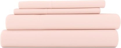 Linen Market Double-Brushed Microfiber Twin Sheet Set 3 Piece – Oeko-TEX Certified Ultra Soft & Wrinkle-Free - 16" Deep Pocket Sheets - Easy Care Twin Size - Blush
