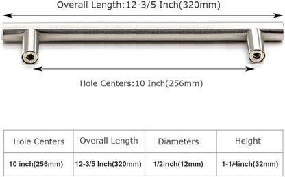 homdiy Brushed Nickel Cabinet Pulls Cabinet Handles, 10in(256mm) Center to Center Dresser Drawer Handles Silver Drawer Pulls for Kitchen, Bedroom, Bathroom, Wardrobe Hardware