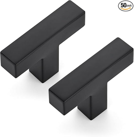 JOY DECOR 50 Pack Cabinet Knobs, Black Cabinet Handles, 2 Inch Kitchen Knobs, Single Hole Drawer Hardware for Dresser Drawers