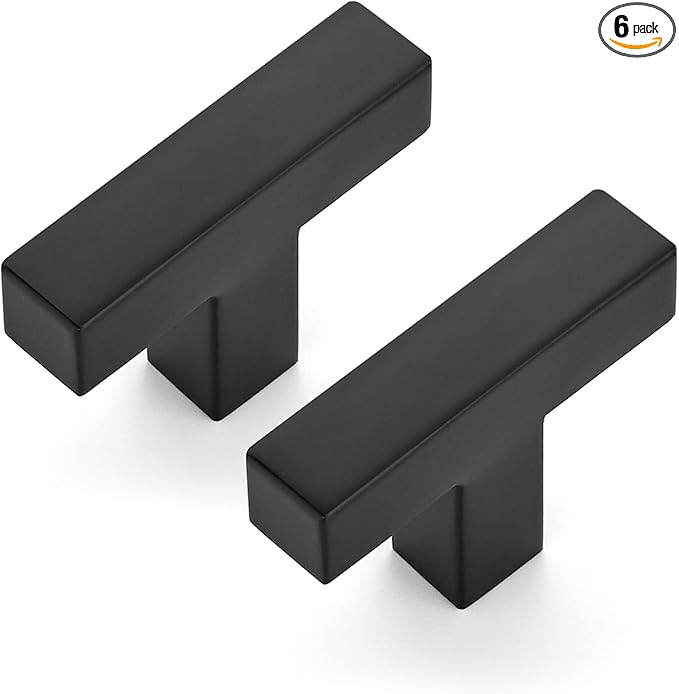 JOY DECOR 6 Pack Cabinet Knobs, Black Cabinet Handles, 2 Inch Kitchen Knobs, Single Hole Drawer Hardware for Dresser Drawers