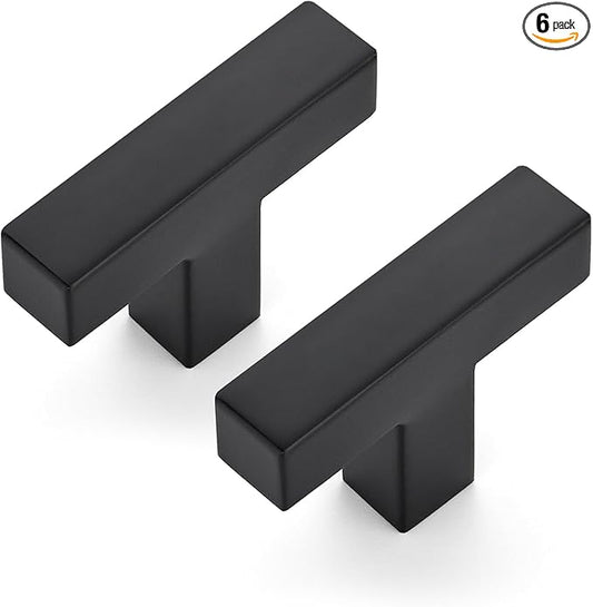 JOY DECOR 6 Pack Cabinet Knobs, Black Cabinet Handles, 2 Inch Kitchen Knobs, Single Hole Drawer Hardware for Dresser Drawers