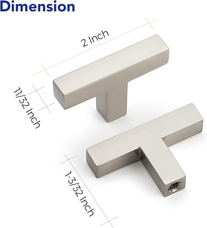 Ravinte 10 Pack Solid Single Hole Slim Square Bar Dresser Drawer Handles Kitchen Cabinet Handles Brushed Nickel Drawer Pulls Kitchen Cabinet Hardware Pulls