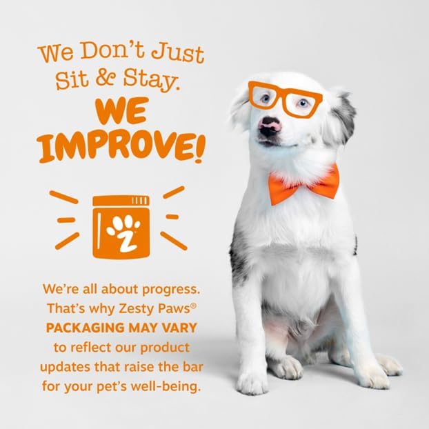 Zesty Paws Dog Multivitamin, Chewable Dog Vitamins and Supplements for Hip & Joints, Skin & Coat, Omega 3 Fish Oil for Dogs- Senior & Puppy Multivitamin - Chicken- 250ct-Mewly Pet