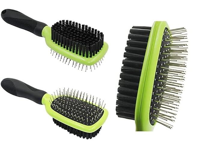 H&H Pets 2-in-1 Grooming Brush for Dogs & Cats - Pin Slicker and Bristle Brush Combo, Perfect for Pet Hair Grooming-Mewly Pet