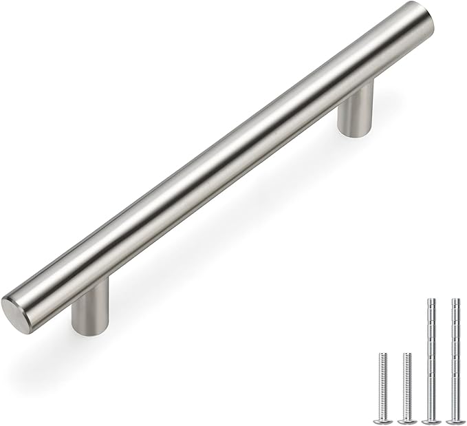homdiy Kitchen Cabinet Handles Brushed Nickel Cabinet Pulls 96mm 3-3/4 inch Hole Centers - HD201SN,1 Pack T Bar Cupboard Drawer Pulls Stainless Steel