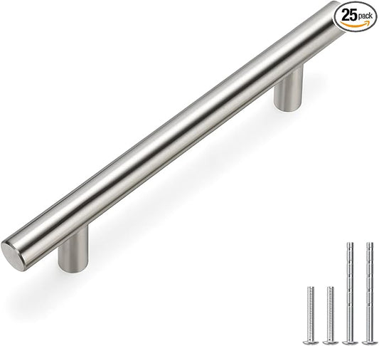 homdiy 25Pack Cabinet Handles Brushed Nickel Cabinet Pulls 3-3/4in Hole Center - HD201SN Kitchen Hardware for Cabinets Sliver Cabinet Hardware Pulls for Bathroom, Bedroom,Wardrobe