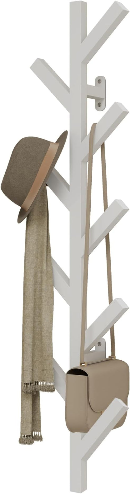 Vlush Wall Mounted Metal Coat Rack with 9 Hooks Modern Minimalist Coat Racks, Upright hat rack for wall for Hanging Clothes, Hats, Hanging Bags and Scarves Entrance Wall Iron Coat Rack (White)