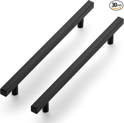 Ravinte Black Cabinet Handles 30 Pack 7-1/2 inch Matte Black Square Cabinet Pulls Black Kitchen Hardware 10 inch Overall Length Black Kitchen Drawer Pulls