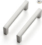 Ravinte 10 Pack Solid Brushed Nickel Kitchen Cabinet Handles Slim Drawer Pulls with 3-1/2 Inch Hole Center Square Bar Cupboard Hardware