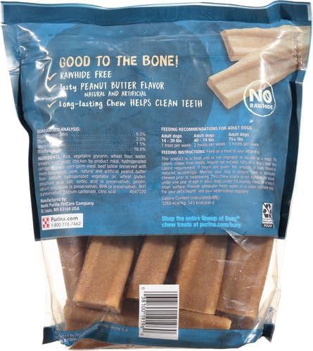 Purina Busy Bone Made in USA Facilities, Long Lasting Small/Medium Breed Adult Dog Chews, Peanut Butter Flavor - 10 ct. Pouch (Pack of 2)-Mewly Pet