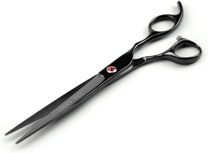 LILYS PET Professional PET Grooming scissors Kit,Coated Titanium,Sharp and Strong Stainless Steel Blade for Dogs Cats Hair Cutting,3 Pieces of Scissors with a Comb and a Case (7.5 inches, Black)-Mewly Pet