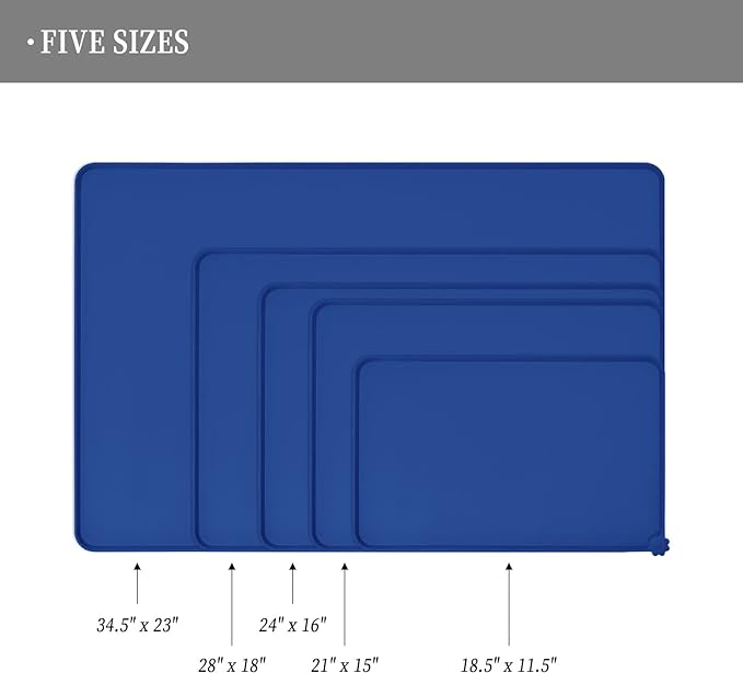 Waterproof Pet Feeding Mat with High Raised Edges, Heavier and Thicker Placemats for Cat Dog Water Bowl with BPA Free, Dogs Cats Food Mats for Messy Drinkers to Prevent Spill and Protect Floors-Mewly Pet